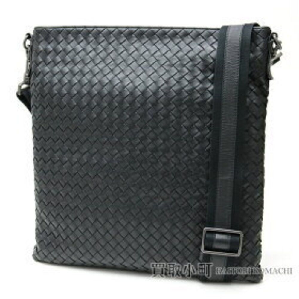 Bottega Veneta Nero Black Intrecciato Messenger Bag Shoulder Black Calfskin